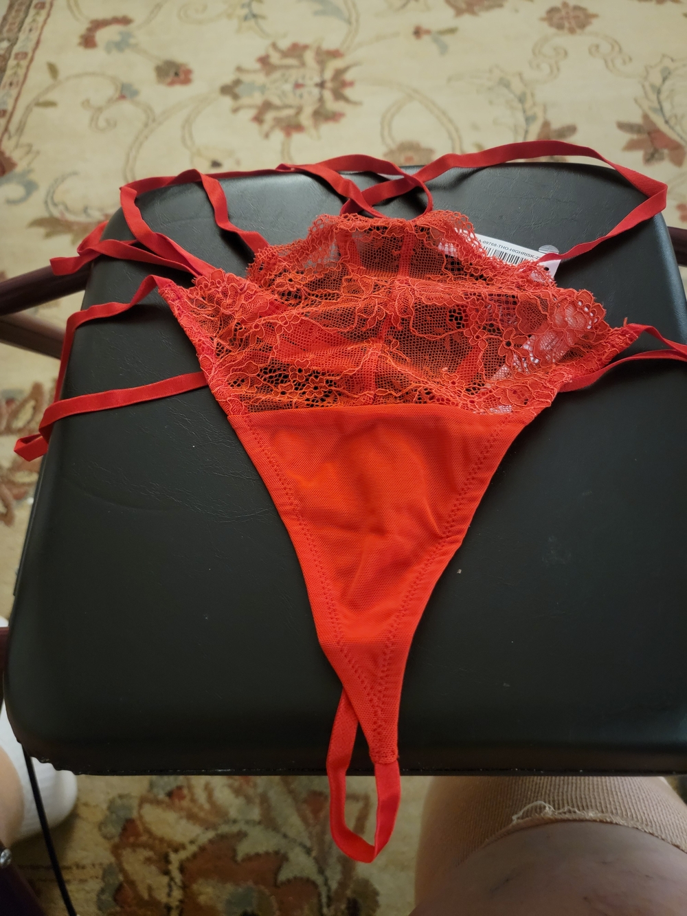 Women's Lace Strappy Thong Panty- Red AdoreMe SZ 2X